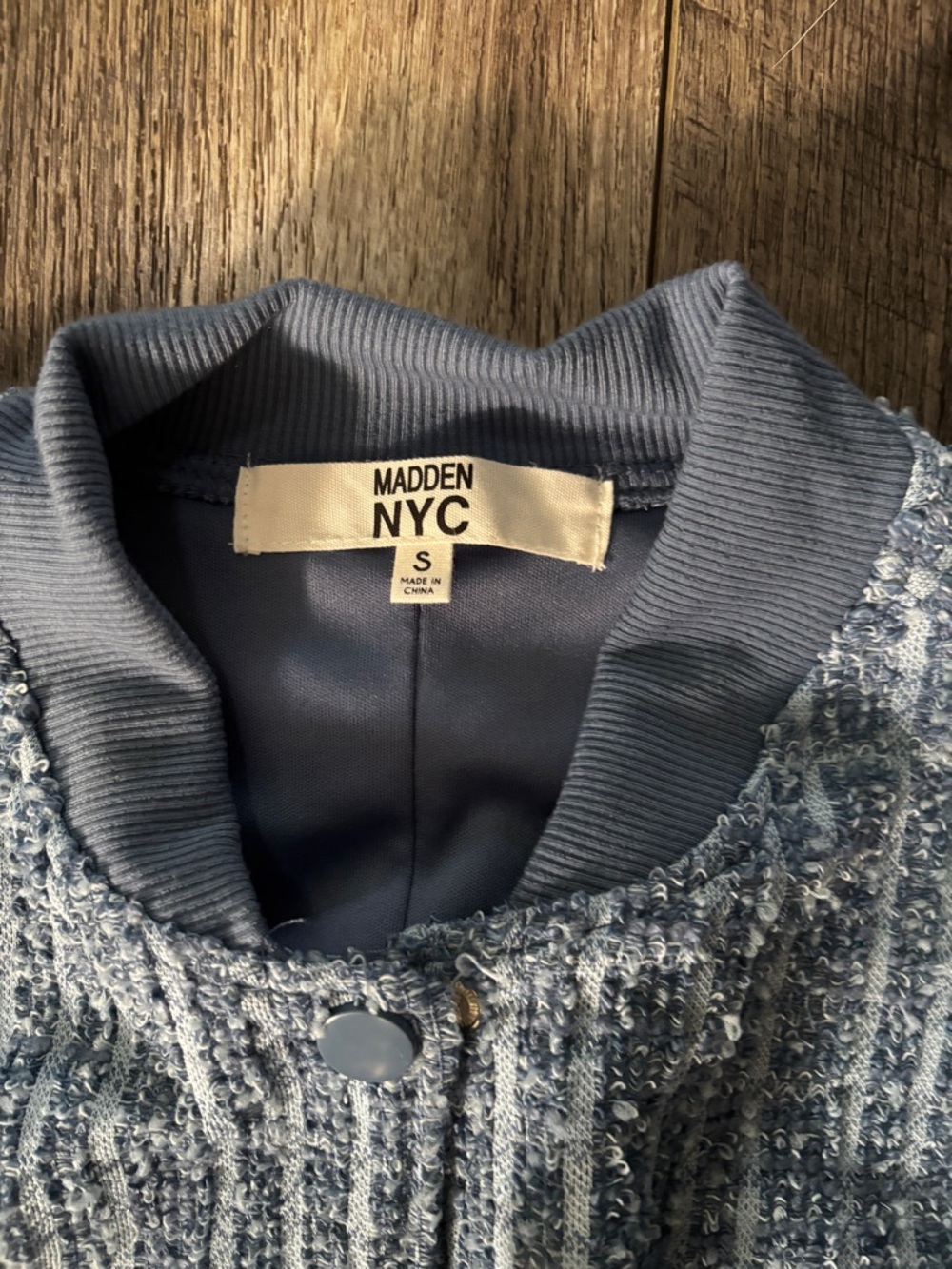 Madden NYC Women's Light Blue Tweed Bomber Jacket/skort